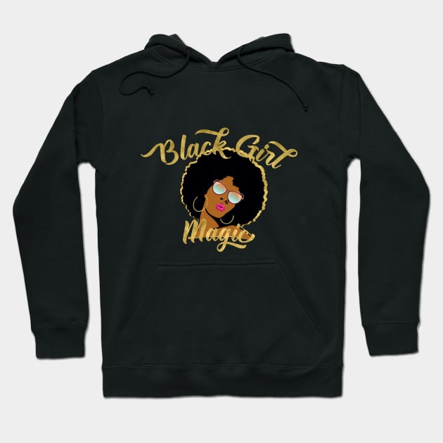 Black Girl Magic (Gold Outline) Hoodie by monarchvisual